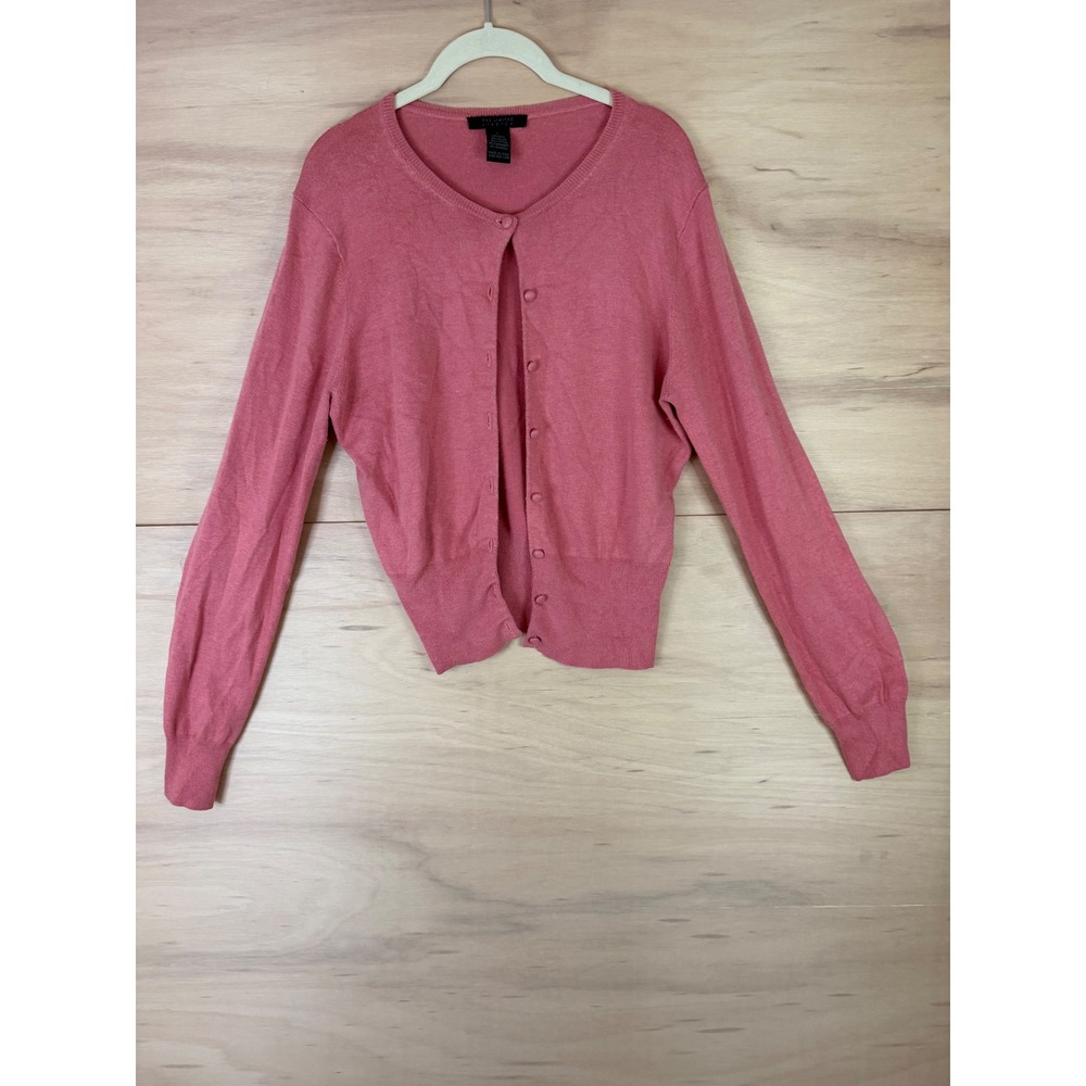 The Limited Stretch Pink Silk Cashmere Blend Button Front Cardigan Sweater Large